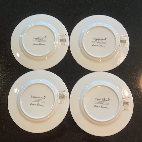 MOSAIC RED & GOLD BREAD & BUTTER PLATES 7 1/8" by BRIDGET DOBSON - Picture 6 of 8